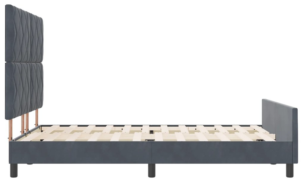 Estrutura de Cama em Cinza Escuro, 160x200 cm, Veludo