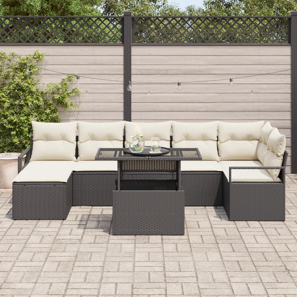 Conjunto de Sofás de Jardim vidaXL de 8 Peças com Almofadas em Vime Si