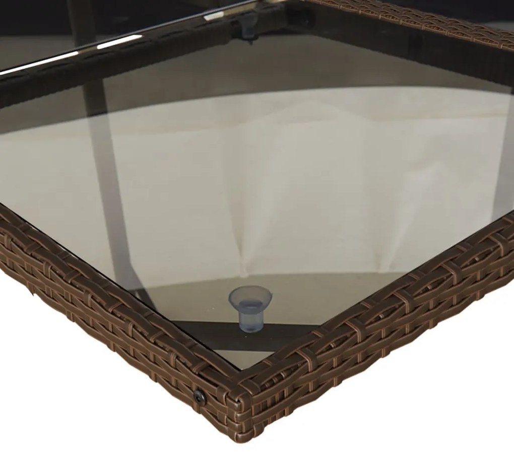 17 pcs conjunto jantar p/ jardim c/ almofadões vime PE castanho