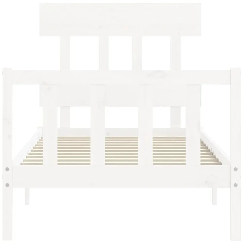 Cama sem colchão 90x200 cm madeira de pinho maciça branco