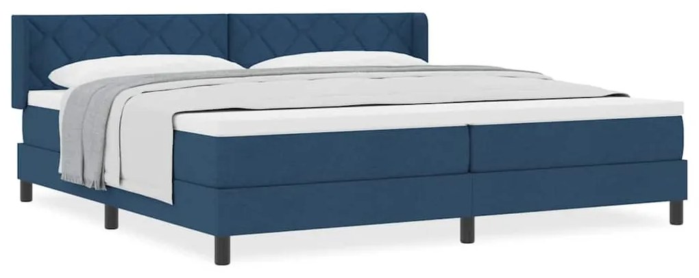 Cama Box com Colchão Azul, 200 cm x 200 cm, Tecido