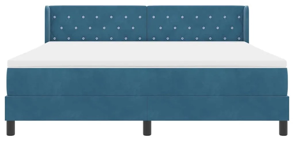 Cama Box Springs com Colchão Azul Escuro 180x200 cm Veludo