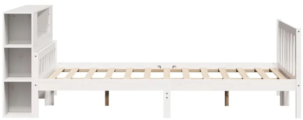 Cama com estante sem colchão 160x200 cm pinho maciço branco