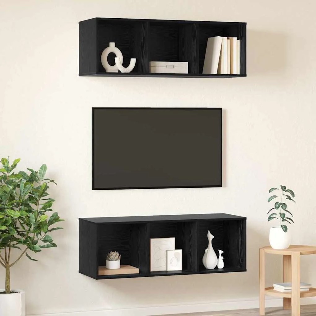 Armários de TV Montados na Parede 2 pcs Carvalho preto