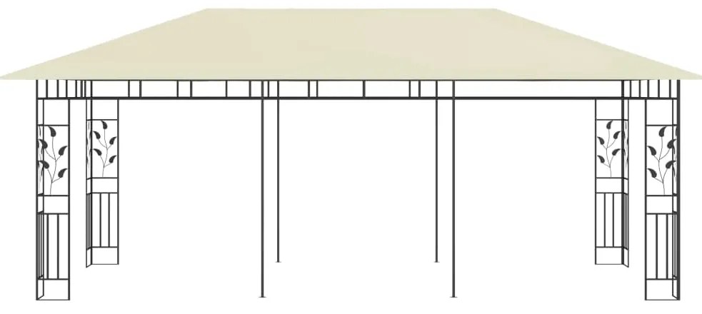 Gazebo com rede mosquiteira 6x3x2,73 m creme