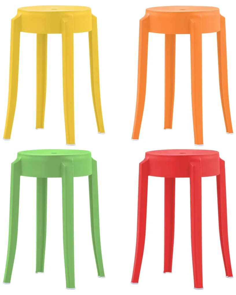 vidaXL Bancos empilháveis 4 pcs plástico multicolor