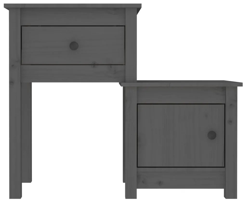 Mesa de cabeceira 79,5x38x65,5 cm madeira pinho maciça cinzento