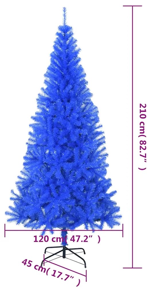 Árvore de Natal artificial com suporte 210 cm PVC azul