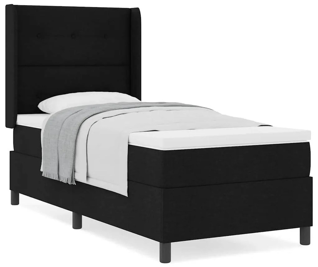 Cama Box com Colchão Preto 80x200 cm Tecido