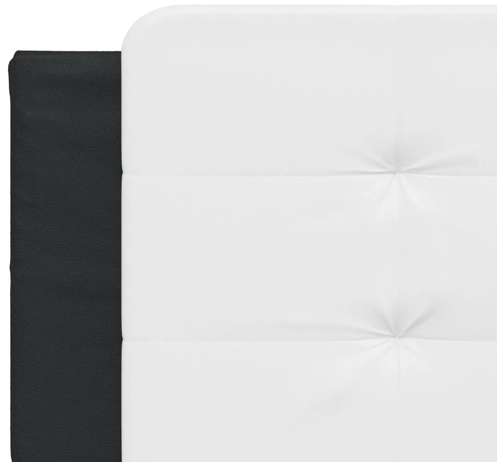 Cama com colchão 160x200 cm couro artificial preto e branco