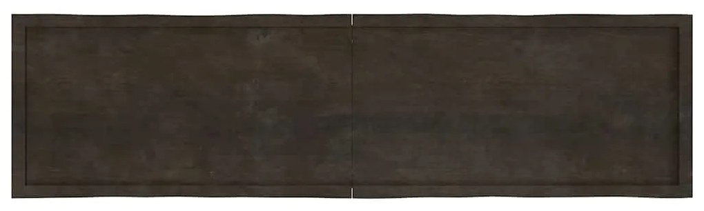 Tampo de mesa com bordas vivas maciço tratado castanho-escuro