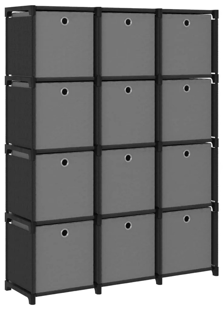 322615 vidaXL Unid. prateleiras 12 cubos c/ caixas 103x30x141 cm tecido preto