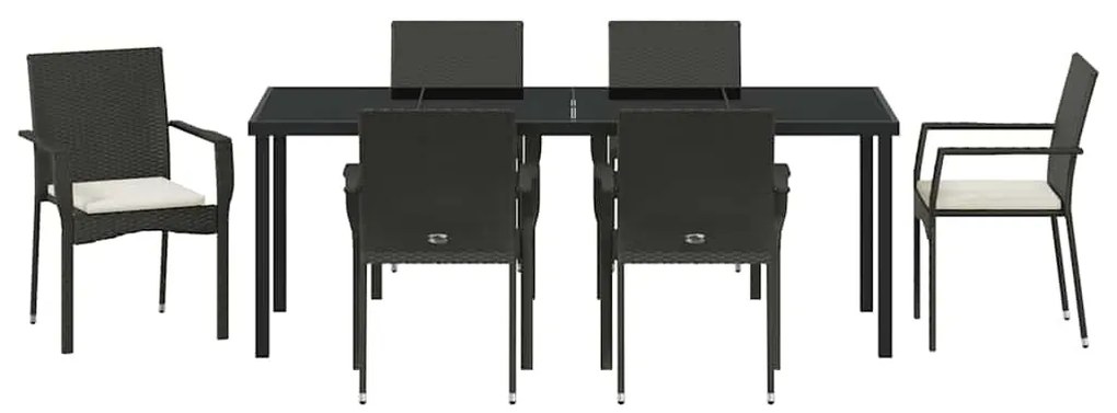Conjunto de Jantar para Jardim 7 pcs Preto 200 x 80 x 73 cm