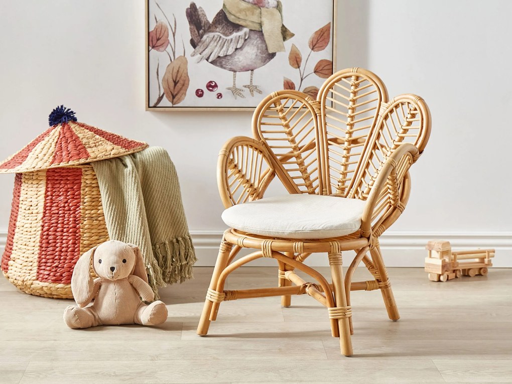 Cadeira pavão em rattan de cor natural 70 cm FLORENTINE II Beliani