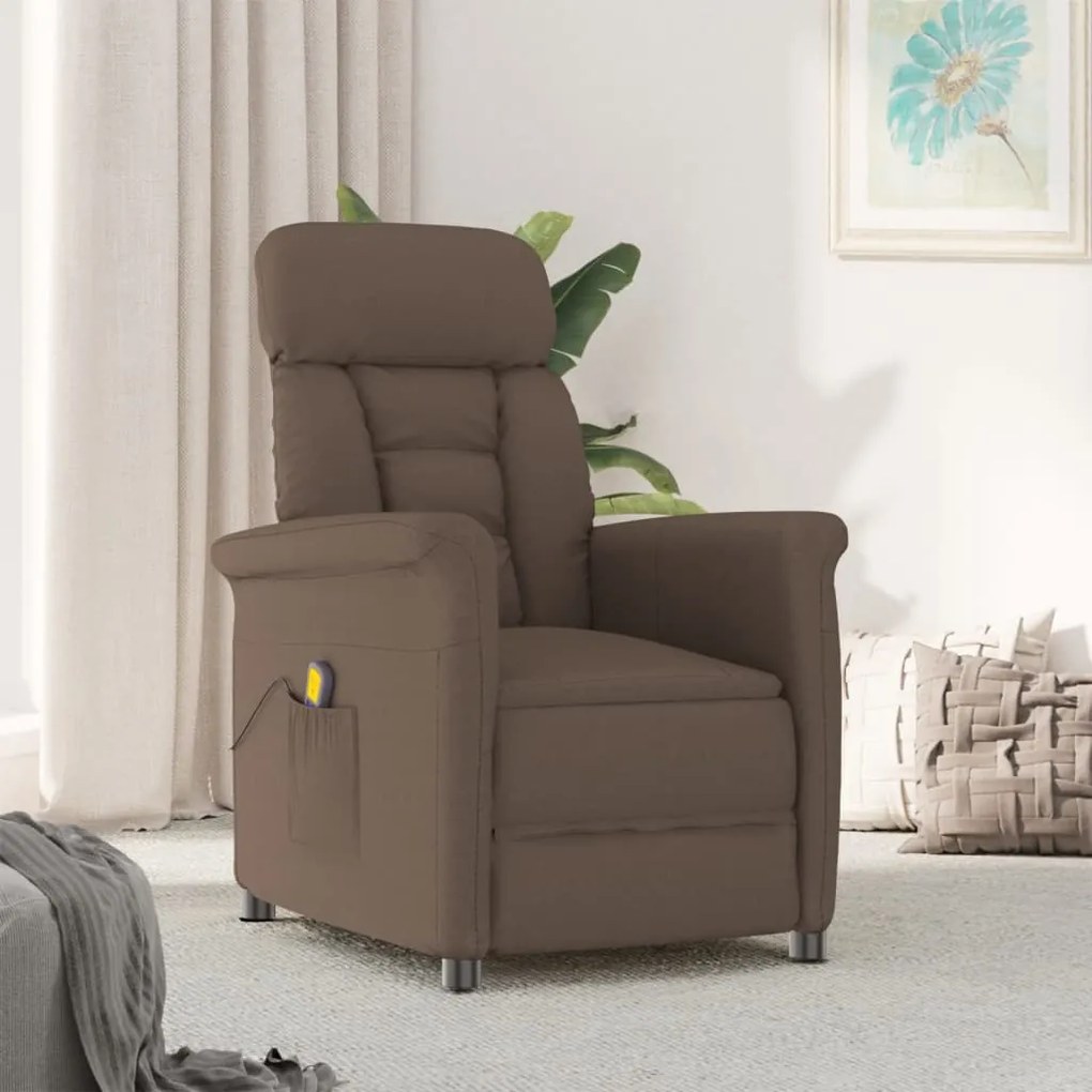 289770 vidaXL Poltrona de massagens reclinável camurça artificial castanho