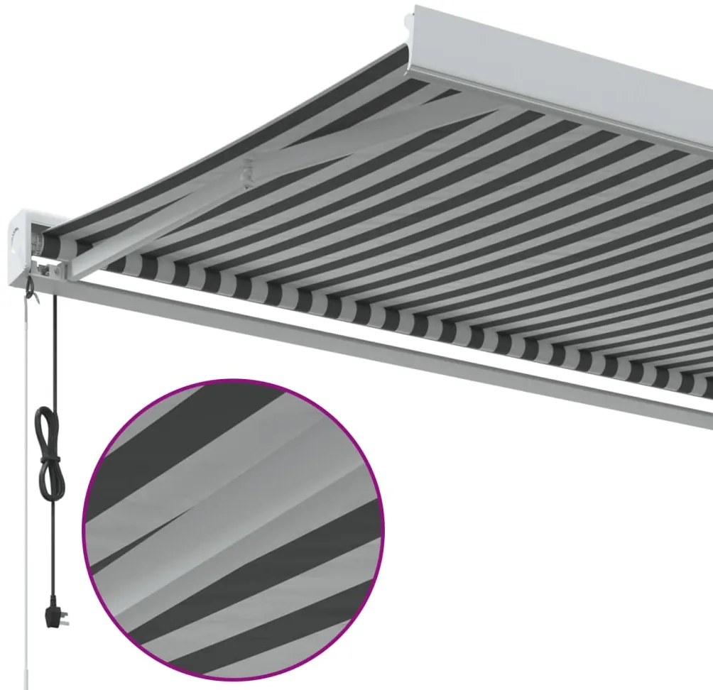 Toldo retrátil 5x3 m tecido e alumínio antracite e branco