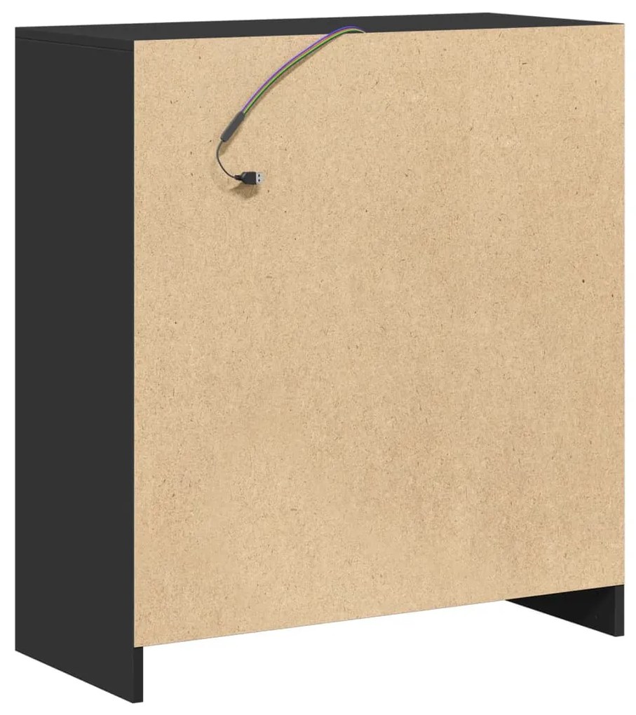 Aparador c/ luzes LED 77x34x85 cm derivados de madeira preto