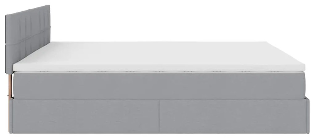 Cama otomana com colchão 160x200 cm tecido cinzento claro