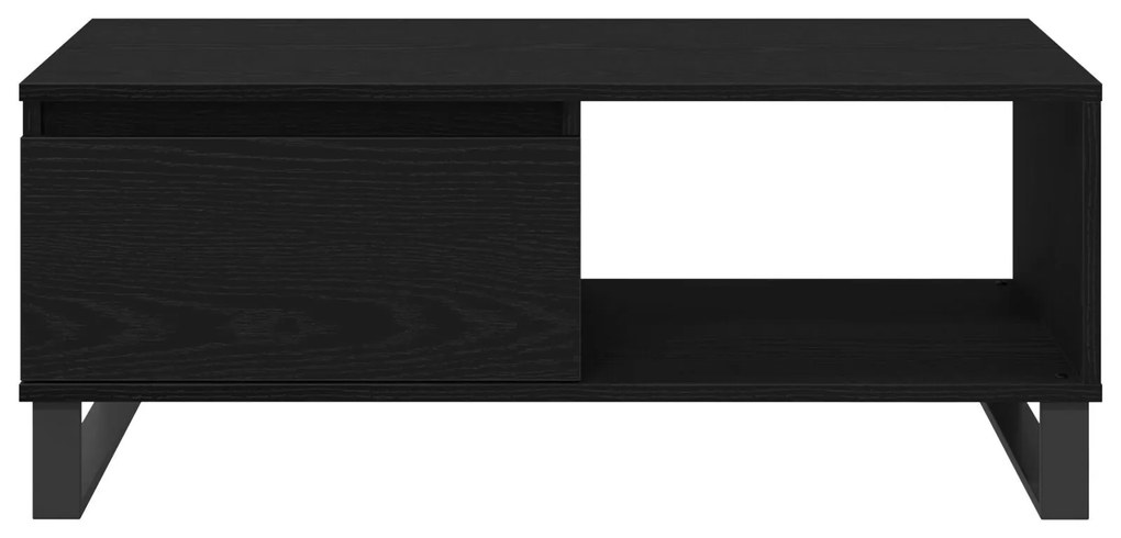 Mesa de centro vidaXL Preto Carvalho 90x50x36,5 cm Madeira engenheirad