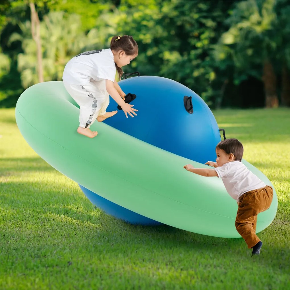 Baloiço insuflável em forma de cúpula para crianças com mais de 5 anos com 6 pegas incorporadas Baloiço insuflável em forma de cúpula 223 x 123 cm Azu