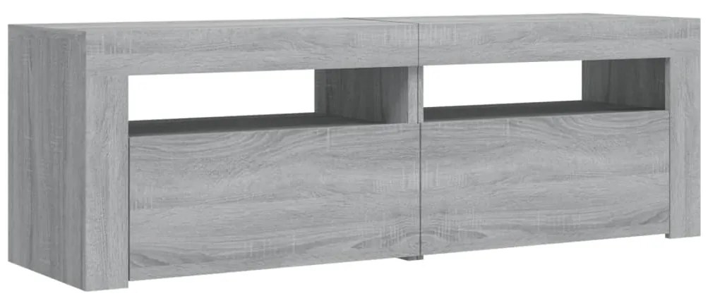 Móvel de TV com luzes LED 120x35x40 cm cinzento sonoma