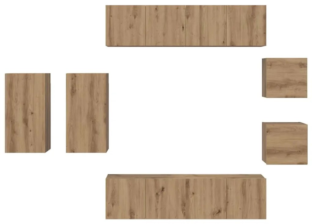 Conjunto de móvel de TV com prateleira 8 pcs carvalho artisiano