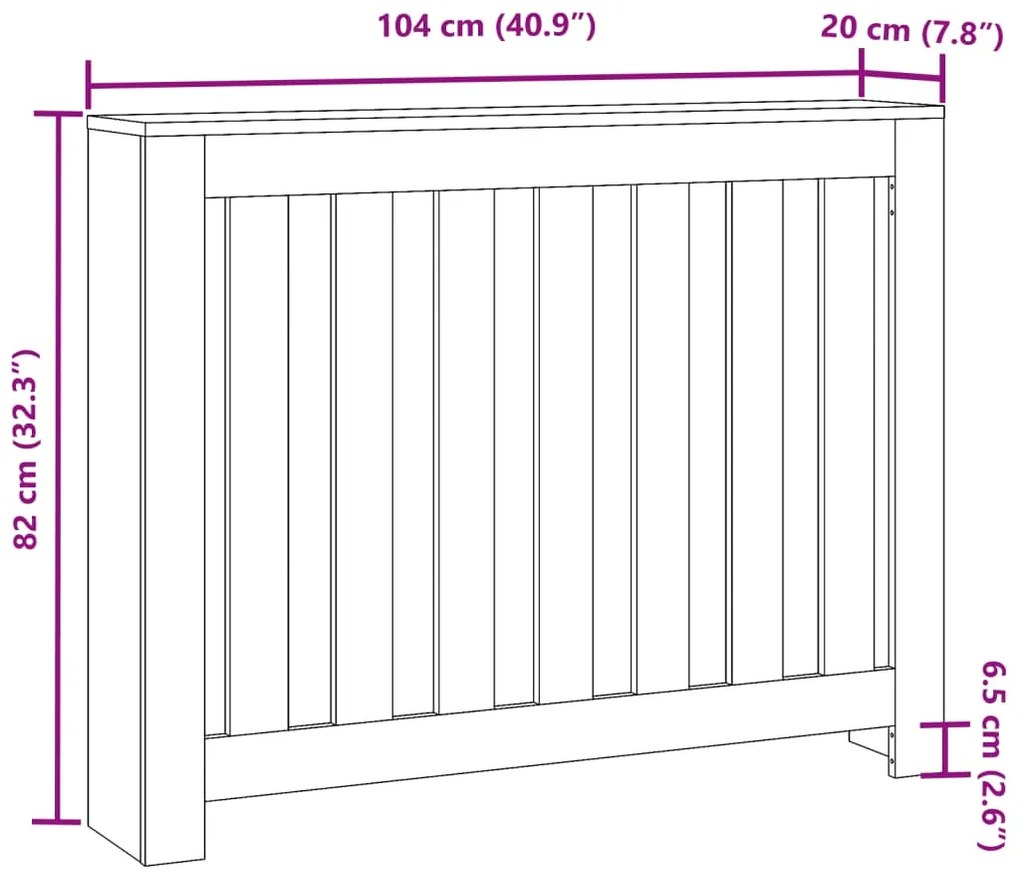 Cobertura de radiador 104x20x82 cm derivados de madeira branco