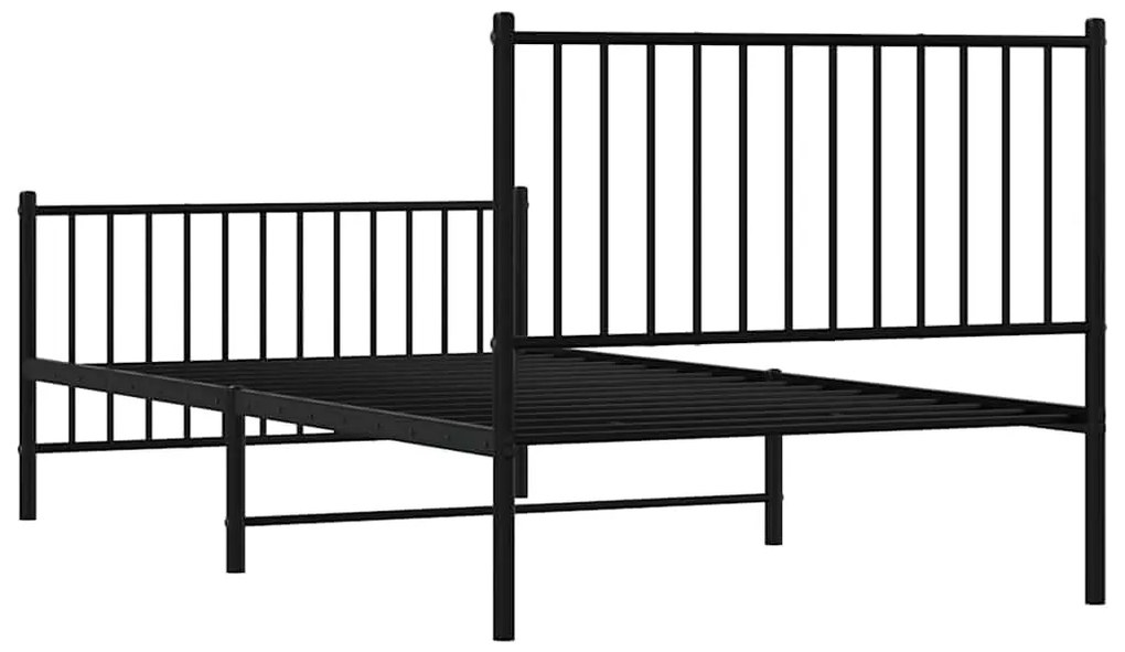 Estrutura de cama com cabeceira e pés 100x200 cm metal preto