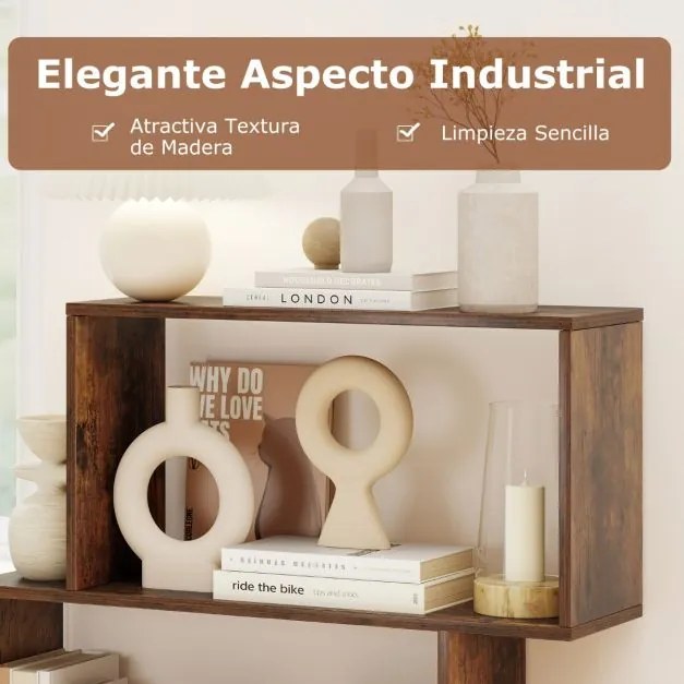 Estante para livros 80 × 22 × 70 cm de 2 níveis com espaço de armazenamento Castanha