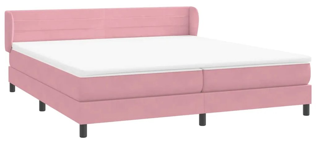 Cama com molas colchões 200x210 cm veludo rosa