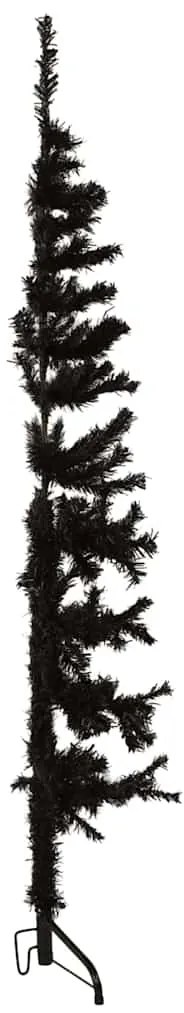 Meia árvore de Natal fina com suporte 120 cm preto