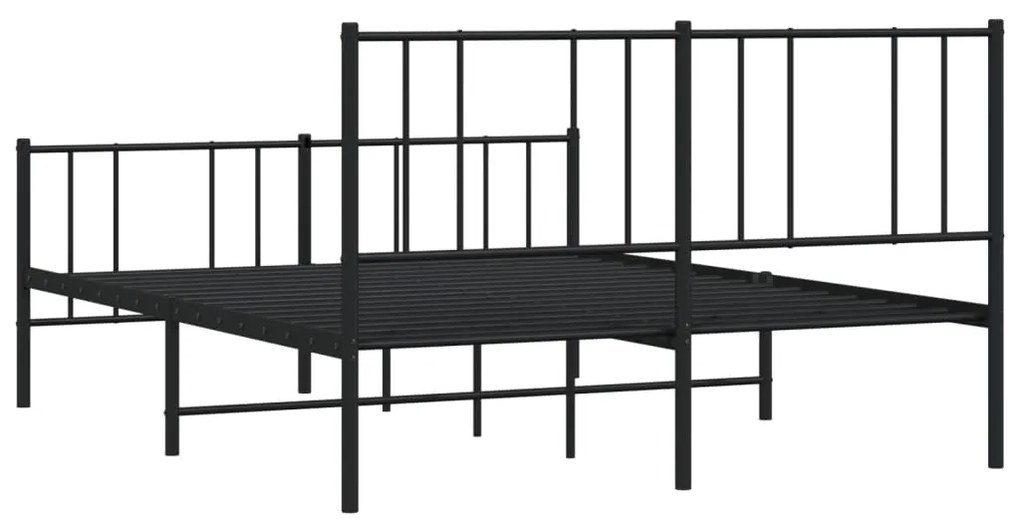 Estrutura de cama com cabeceira e pés 120x200 cm metal preto