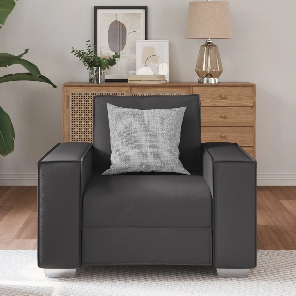 Cadeira de sofá vidaXL Cinza 59 cm em Couro Sintético