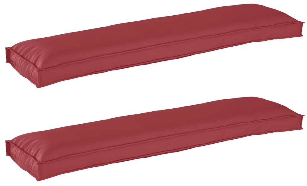 vidaXL Cushions de Palete para Banco 2 pcs Vermelho Vinho 150x40x8 cm Tecido Oxford