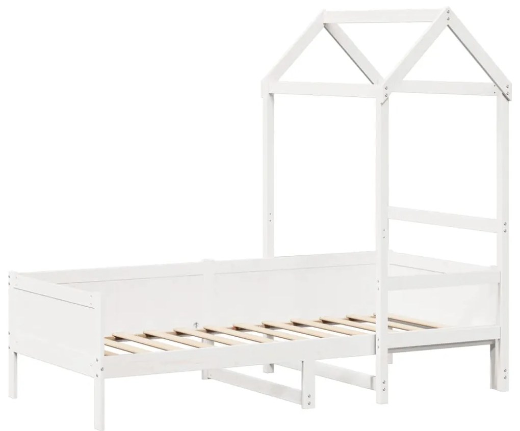 Sofá-cama c/ telhado 90x190 cm madeira de pinho maciça branco