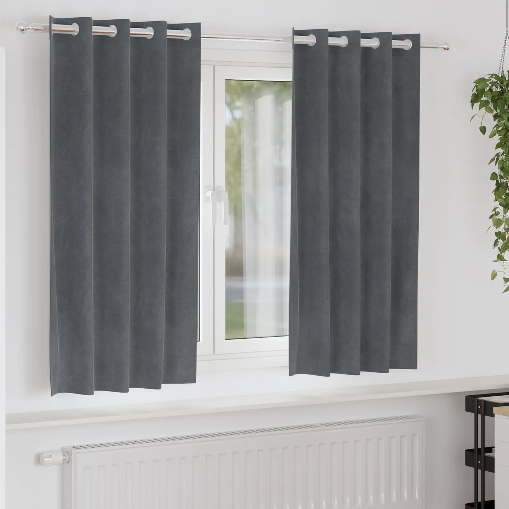Cortinas Blackout vidaXL com Ilhós 2 pcs Veludo Cinza Claro Super