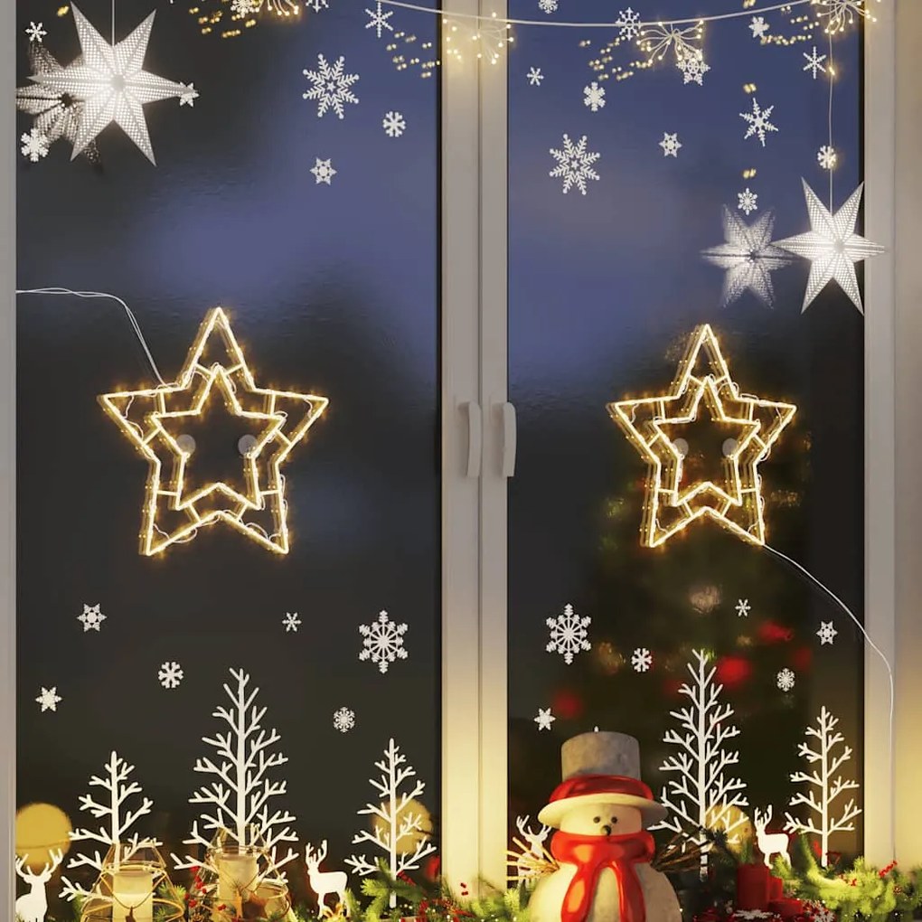 Luzes de Natal Silhueta da estrela 2 pcs 50 LEDs branco quente