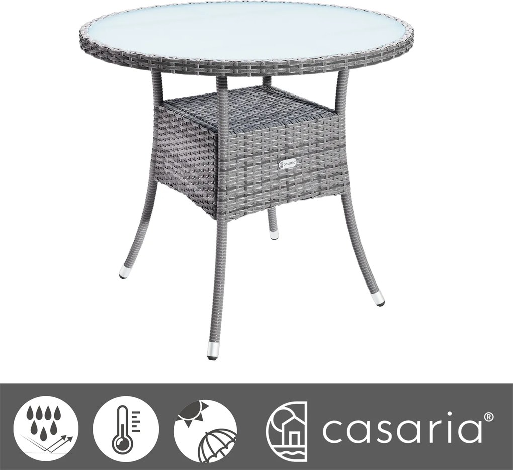 Mesa jardim Polyrattan redonda Ø60cm cinzenta