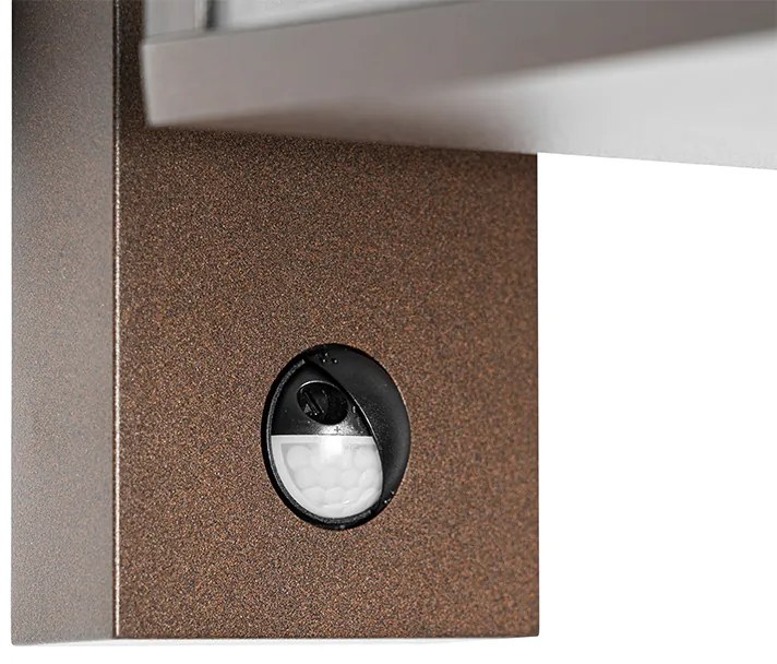 Candeeiro de parede exterior castanho ferrugem com sensor de movimento IP44 - Charlois Industrial
