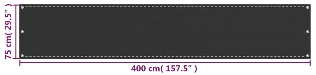 Tela varanda HDPE 75x400 cm antracite