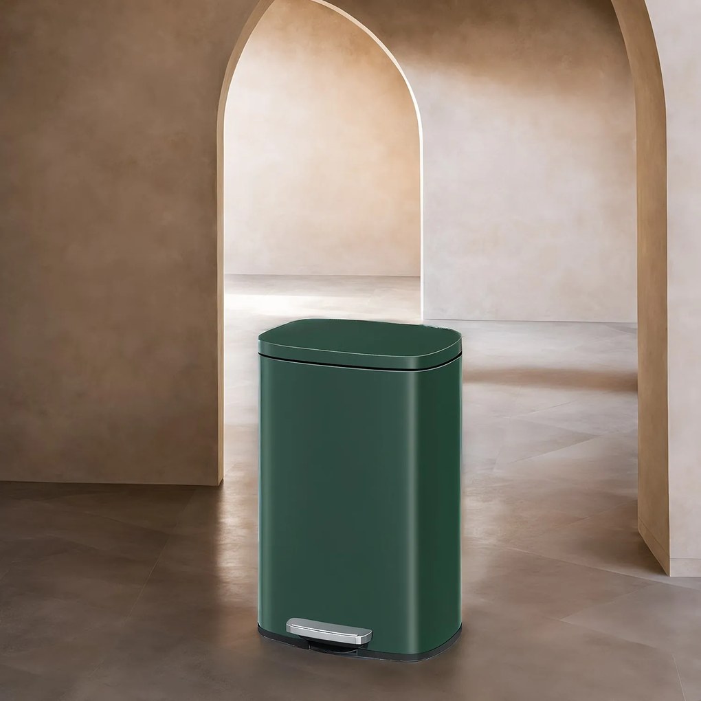 Caixote do lixo para cozinha 50 litros verde vintage