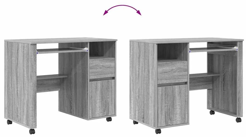 Mesa de Computador Cinza Cinza Sonoma Madeira Engenharia Médio