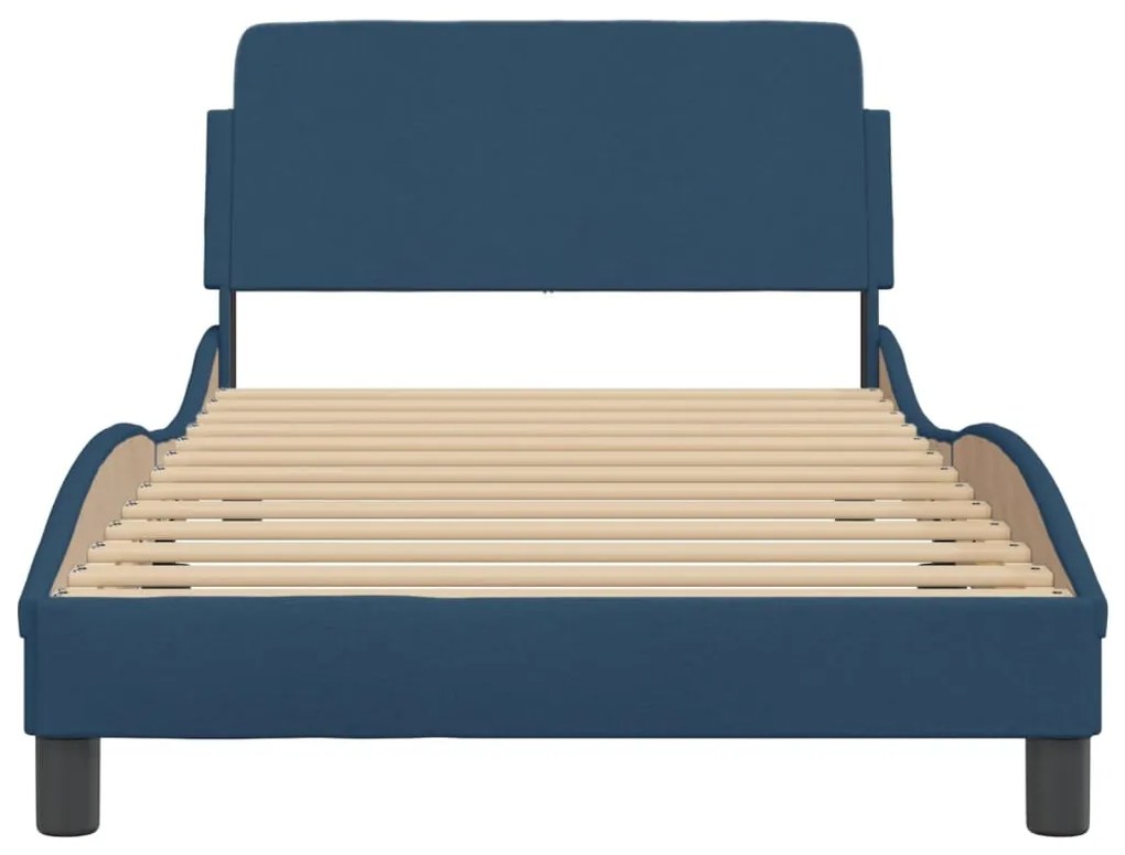 Estrutura cama c/ cabeceira sem colchão 100x200 cm tecido azul