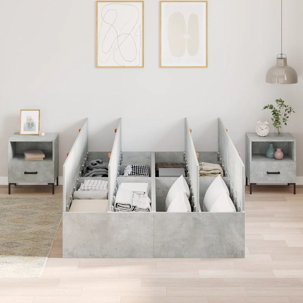 Estrado de cama com arrumação Cinza Concreto 120x200 cm