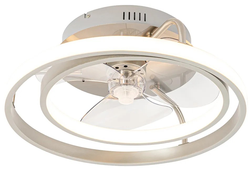 Ventilador de teto de aço 46,5 cm incl. LED com controle remoto - Kees Design