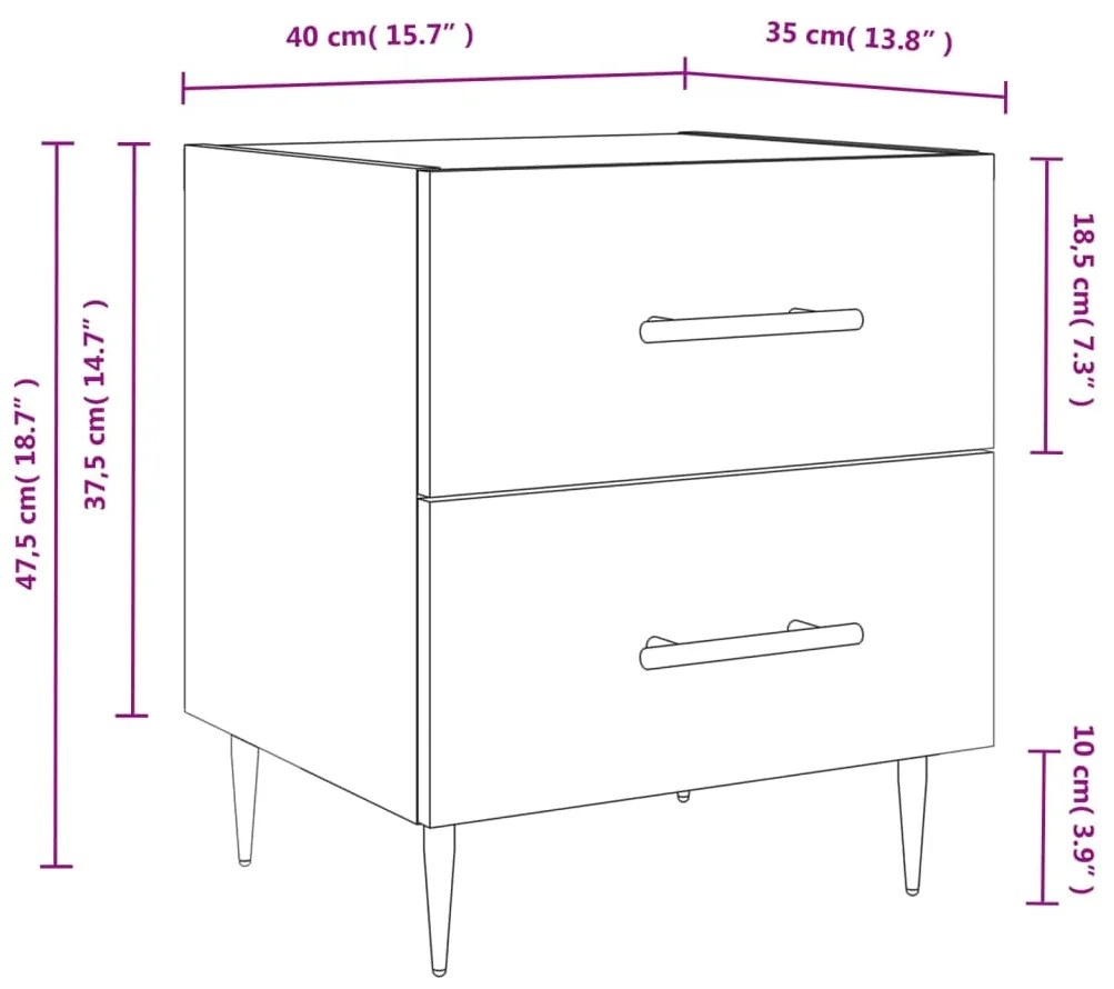 Mesa cabeceira 40x35x47,5 cm derivados madeira sonoma cinza