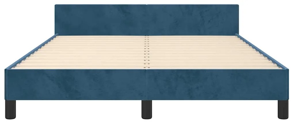 Estrutura de cama sem colchão 140x200 cm veludo azul-escuro