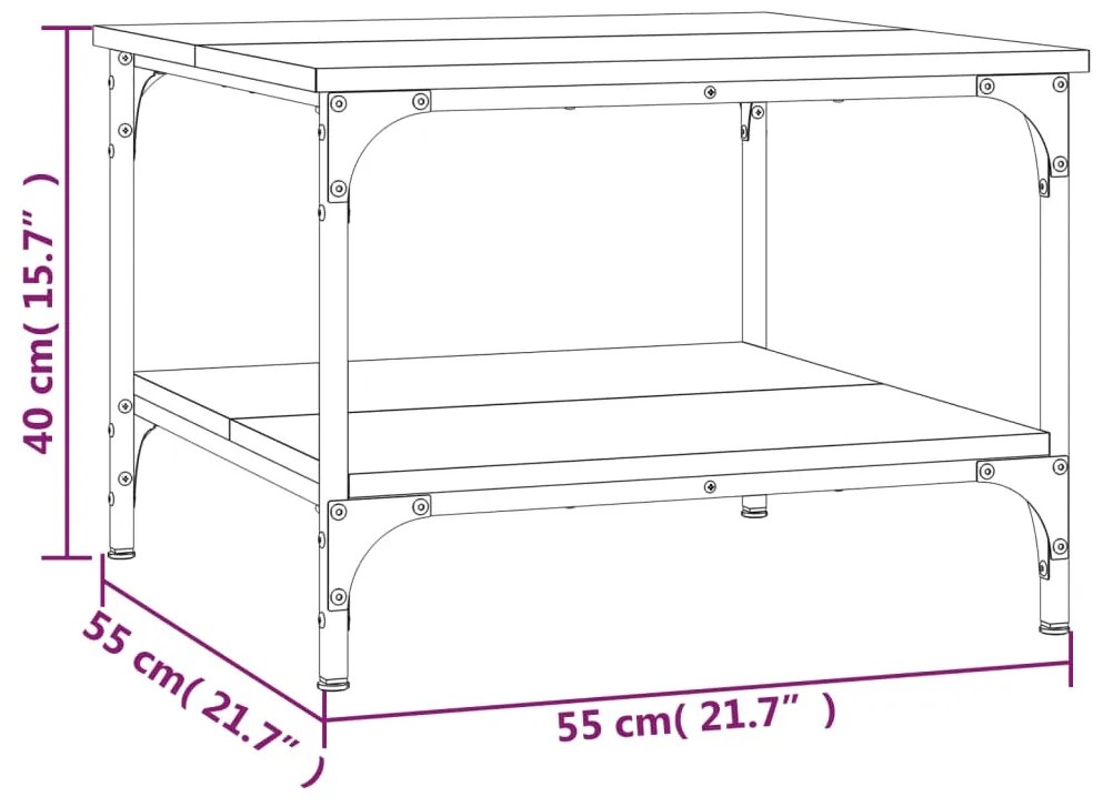 Mesa de centro 55x55x40 cm madeira processada sonoma cinza