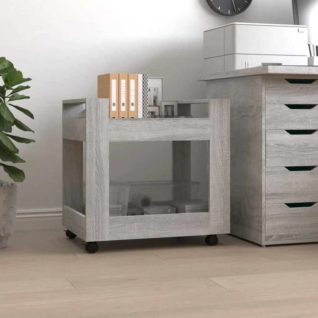 vidaXL Trólei secretária 60x45x60 cm derivados madeira sonoma cinza