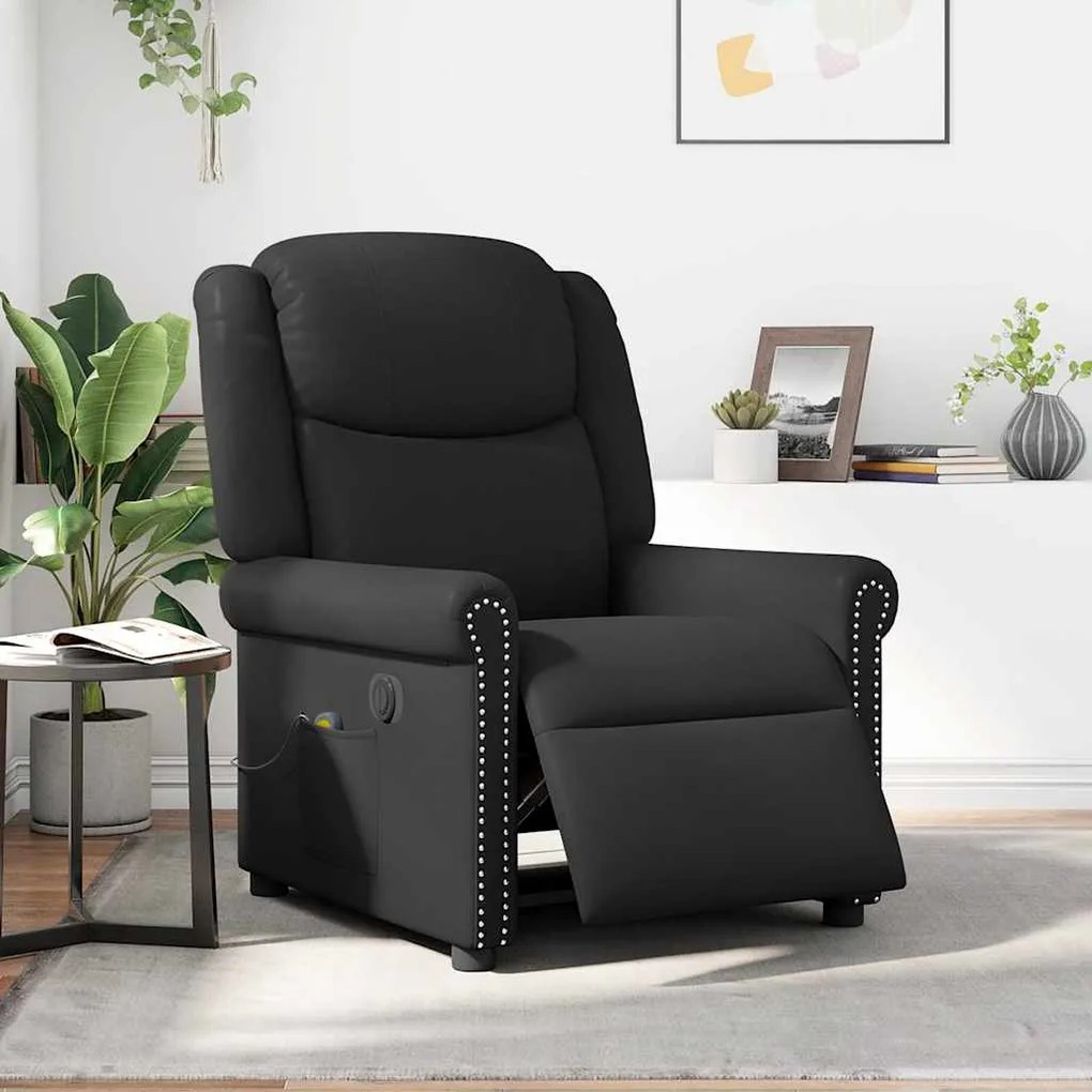 Poltrona massagens reclinável elétrica couro artificial preto